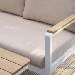Sweeek - 8-Seater Garden Lounge In Acacia Wood And Aluminium White 197X72.5X72.5 Cm - Pampas - thumbnail 7