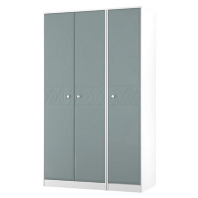 San Jose Ready Assembled Contemporary Matt Duck Egg Blue & White Tall Triple Wardrobe (H)1960mm (W)1108mm (D)530mm - image 1
