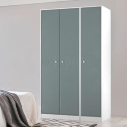 San Jose Ready Assembled Contemporary Matt Duck Egg Blue & White Tall Triple Wardrobe (H)1960mm (W)1108mm (D)530mm - thumbnail 3