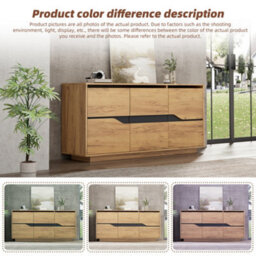 Btm Vintage Storage Cabinet, 3 Doors Sideboard, Adjustable Shelf, 140X40X70Cm, Wood - thumbnail 7