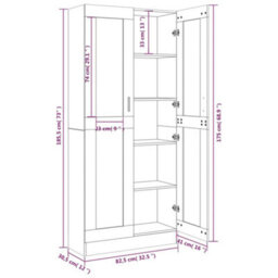 Berkfield Vitrine Cabinet Smoked Oak 82.5X30.5X185.5 Cm Engineered Wood - thumbnail 8