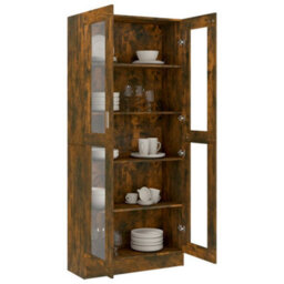 Berkfield Vitrine Cabinet Smoked Oak 82.5X30.5X185.5 Cm Engineered Wood - thumbnail 7