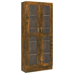 Berkfield Vitrine Cabinet Smoked Oak 82.5X30.5X185.5 Cm Engineered Wood - thumbnail 2