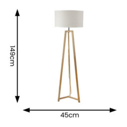 Valuelights Lottie Natural Wood Tripod Floor Lamp With Linen White Trim Drum Shade - thumbnail 4