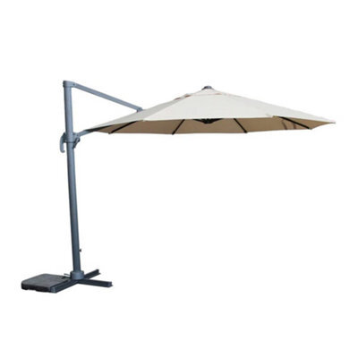 Signature Weave 3.5M Round Roma Cantilever Parasol Sun Shade Umbrella Grey - image 1