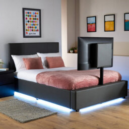 X Rocker Xr Living Ava Pu Double Tv Bed With Underbed Lights- Grey