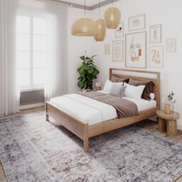 Loomed Oriental Design Cotton Chenille Rug Grey Beige Machine Washable 240Cm X 330Cm - thumbnail 2