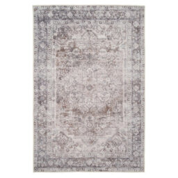 Loomed Oriental Design Cotton Chenille Rug Grey Beige Machine Washable 240Cm X 330Cm - thumbnail 8
