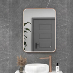 Royal Bathrooms Luxor 600 X 800mm Brushed Bronze Framed Rectangular Mirror Within Frame Led, Touch Sensor & Demister Pad - thumbnail 1