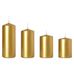 SolaDirect Set Of 4 Pillar Candles, Set Of 4 Votive Candles, Decorative Household Candles, Long Burning Time - Advent, Christmas (Gold)