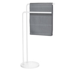 Beslagsboden White Stainless Steel Double Towel Rail (H)80Cm X (W)40Cm Freestanding Bathroom Twin Towel Holder - thumbnail 3