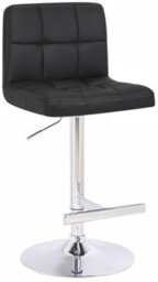 Lamboro Allegro Faux Leather Adjustable Swivel Bar Stool With Chrome Base & Footrest For Home Bar And Kitchen, Black