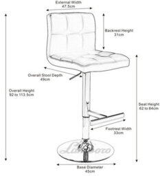 Lamboro Allegro Kitchen Bar Stool With Adjustable Height And Swivel, Black - thumbnail 8