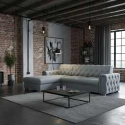 Roma Corner Sofa Bed With Storage For Living Room Polyurethane Foam Wave Springs Metal Legs Frame 267X85X185Cm Grey Left