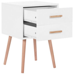 Wyld And Coco White Bedside Tables Set Of 2 With Solid Rubberwood Legs, Compact Scandi Nightstands - thumbnail 6