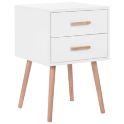 Wyld And Coco White Bedside Tables Set Of 2 With Solid Rubberwood Legs, Compact Scandi Nightstands - thumbnail 5