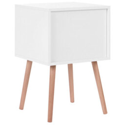Wyld And Coco White Bedside Tables Set Of 2 With Solid Rubberwood Legs, Compact Scandi Nightstands - thumbnail 7