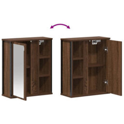 Vidaxl Bathroom Wall Cabinet With Mirror Brown Oak 50X21X60 Cm - thumbnail 9