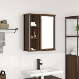Vidaxl Bathroom Wall Cabinet With Mirror Brown Oak 50X21X60 Cm