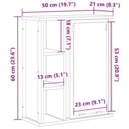 Vidaxl Bathroom Wall Cabinet With Mirror Brown Oak 50X21X60 Cm - thumbnail 3