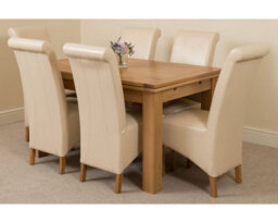 That's Furniture Richmond 140Cm - 220Cm Oak Extending Dining Table And 6 Chairs Dining Set With Montana Ivory Leather Chairs - thumbnail 1