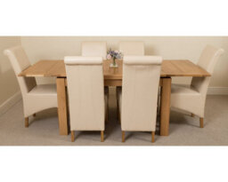 That's Furniture Richmond 140Cm - 220Cm Oak Extending Dining Table And 6 Chairs Dining Set With Montana Ivory Leather Chairs - thumbnail 2