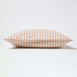 Homescapes Cotton Gingham Check Beige Cushion Cover, 30 X 50 Cm - thumbnail 3