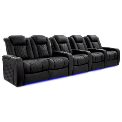 Valencia Tuscany Xl Ultimate Luxury Edition Home Theater Seating Row Of 5 Loveseat Left Onyx Nappa Leather - image 1