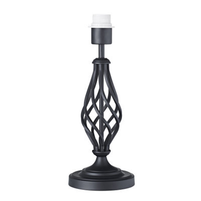 Happy Homewares Traditional Black Table Lamp Base With Twist Metal Stem Design And Inline Switch - image 1