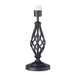 Happy Homewares Traditional Black Table Lamp Base With Twist Metal Stem Design And Inline Switch - thumbnail 1