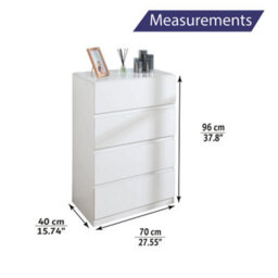 Home Treats 4 Chest Of Drawer White Deep Chest Of Wooden Drawers - thumbnail 2
