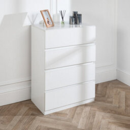 Home Treats 4 Chest Of Drawer White Deep Chest Of Wooden Drawers - thumbnail 3
