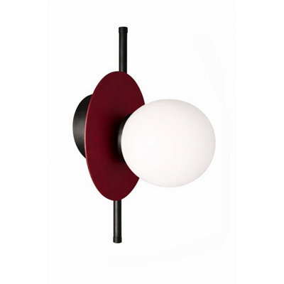 Luminosa Lighting Luminosa Luma Globe Wall Lights Black, Burgundy White Glass Shade 1X E27 - image 1