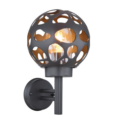 Luminosa Lighting Luminosa Hilario Outdoor Globe Wall Lamp Anthracite Ip44 1X E27 - image 1