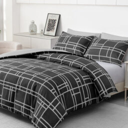 Lazzaro Premium Reversible Duvet Cover Set With Zipper Closure And Corner Ties - thumbnail 3