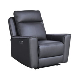 Aspire Rivington Real Leather Power Recliner 3 + 1 + 1 Sofa Set With Usb Charging, Charcoal - thumbnail 4