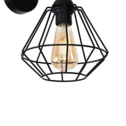 Milagro Colin Black Wall Lamp 1Xe27 Hand Made Matt Black Cage Style Lamps Creating Industrial Chic - thumbnail 2