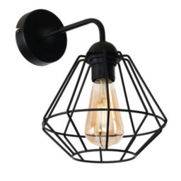 Milagro Colin Black Wall Lamp 1Xe27 Hand Made Matt Black Cage Style Lamps Creating Industrial Chic - thumbnail 7