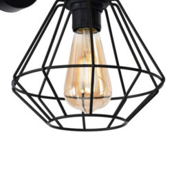 Milagro Colin Black Wall Lamp 1Xe27 Hand Made Matt Black Cage Style Lamps Creating Industrial Chic - thumbnail 3