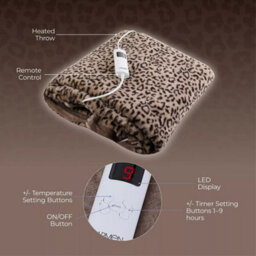 Carmen Electric Heated Throw Blanket Leopard Fleece 160X130Cm 9 Heat Settings - thumbnail 7