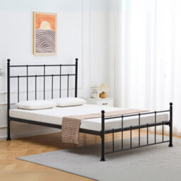 Reinforced Beds, Letton Bed, Black, 150X200Cm, Strong Metal Bed With Reinforced Mesh, Equisite Metal Bed Frame, Exclusive Product - thumbnail 2