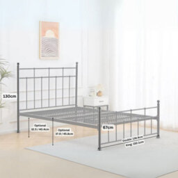 Reinforced Beds, Letton Bed, Black, 150X200Cm, Strong Metal Bed With Reinforced Mesh, Equisite Metal Bed Frame, Exclusive Product - thumbnail 3