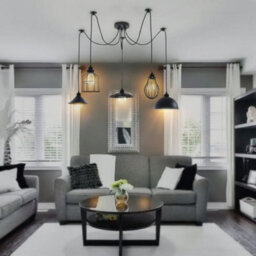 5 Light Vintage Industrial Ceiling Pendant Light Black E27 Spider Design - thumbnail 2