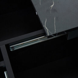 Btm Square Coffee Table With Marble Look, 4 Sliding Drawers, Centre Table, 90X90X25Cm, Black - thumbnail 7