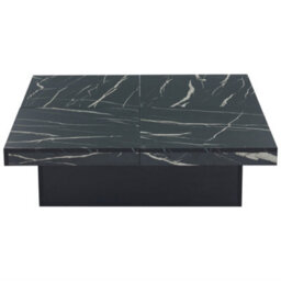 Btm Square Coffee Table With Marble Look, 4 Sliding Drawers, Centre Table, 90X90X25Cm, Black - thumbnail 8