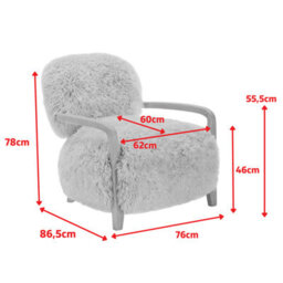 Sheepskin Armchair Oak Wood Frame Scandinavian Accent Chair Curved Arms - thumbnail 9