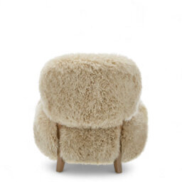 Sheepskin Armchair Oak Wood Frame Scandinavian Accent Chair Curved Arms - thumbnail 3