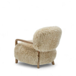 Sheepskin Armchair Oak Wood Frame Scandinavian Accent Chair Curved Arms - thumbnail 4