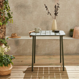 2-Seater Square Steel Garden Table Khaki Green - Sweeek - thumbnail 2