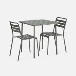 2-Seater Square Steel Garden Table Khaki Green - Sweeek - thumbnail 4